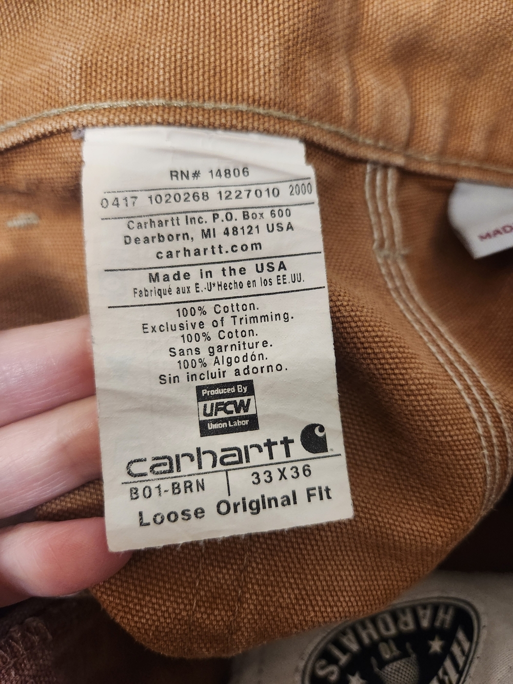 Carhartt Men's B01 Double Front Work Pants Brown Gold Men's 33x36 - Picture 9 of 9